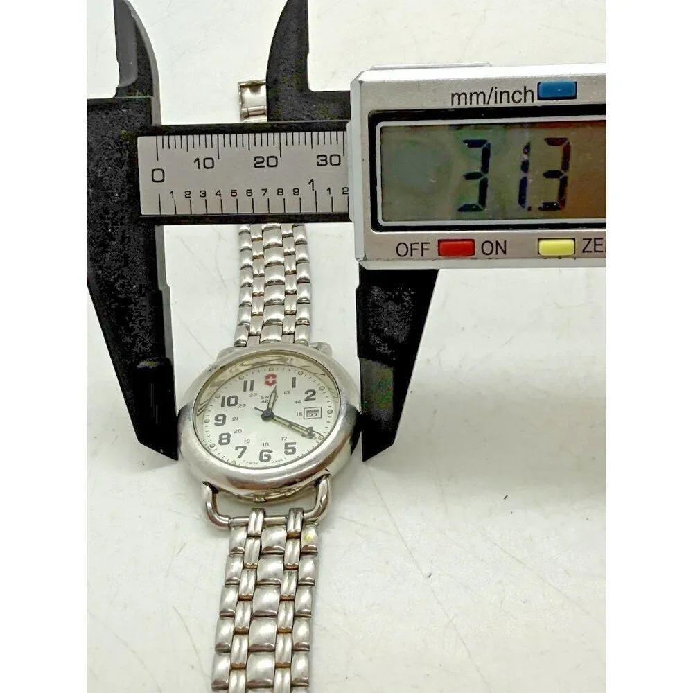 Vtg Victorinox Swiss Army Women's Cavalry Field Date Quartz 31mm Watch Stainless